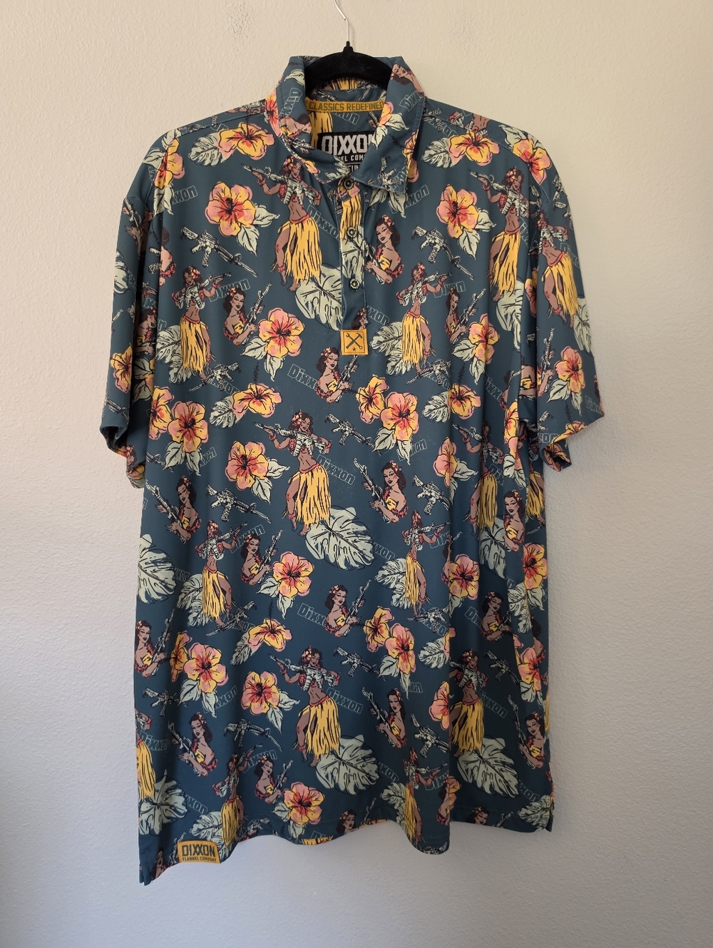 Men's Dixxon Flannel Co Aloha Arms Party Polo Short Sleeve Shirt Size XL